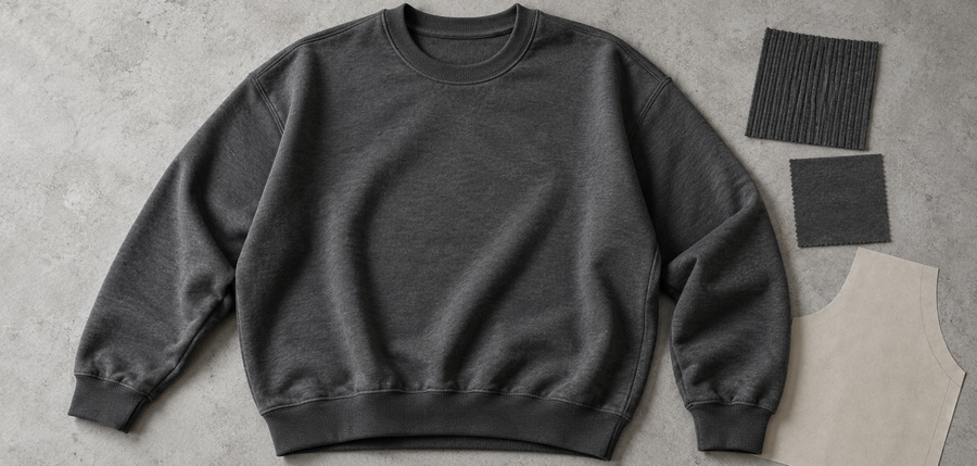 Custom Crewneck Sweatshirt Manufacturing: Rib, Fit & Construction