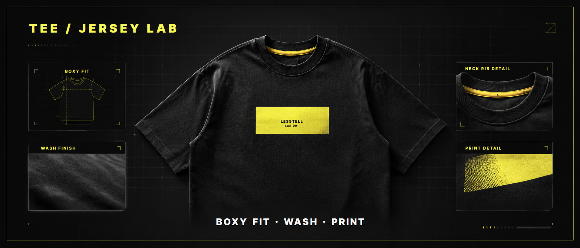 Custom tee and jersey lab with boxy fit wash and print development